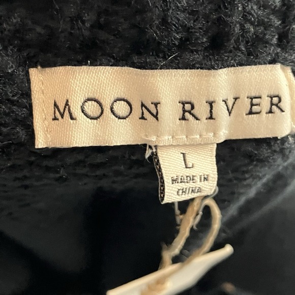 Moon River Sweater Womens Size Large Black‎ Long Sleeve Off The Shoulder - Picture 5 of 10